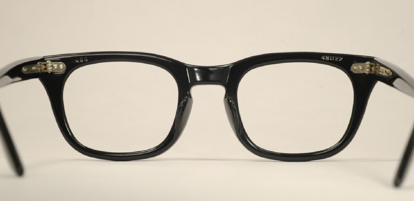 Optometrist Attic Men S Black Plastic Vintage Military Issue Eyeglasses